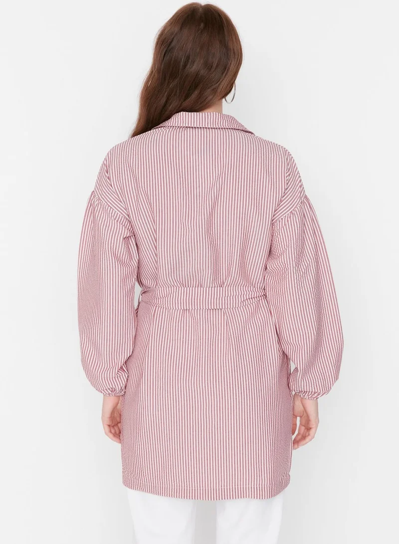 trendyol Striped Tie Detail Shirt