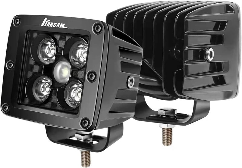 KARSAM 2PCS 3-Inch LED Pods Light - Waterproof Fog Light with Adjustable Bracket for Trucks, SUVs, ATVs, and Boats - Image 1