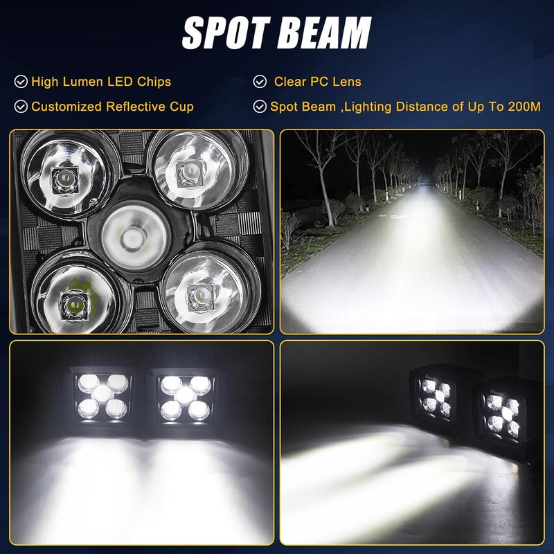 KARSAM 2PCS 3-Inch LED Pods Light - Waterproof Fog Light with Adjustable Bracket for Trucks, SUVs, ATVs, and Boats - Image 4