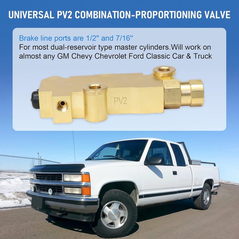 LDMINDA PV2 Brass Combination Proportioning Valve for Disc/Drum Brakes - Replacement for GM, Chevy, Ford Classic Cars - Image 3