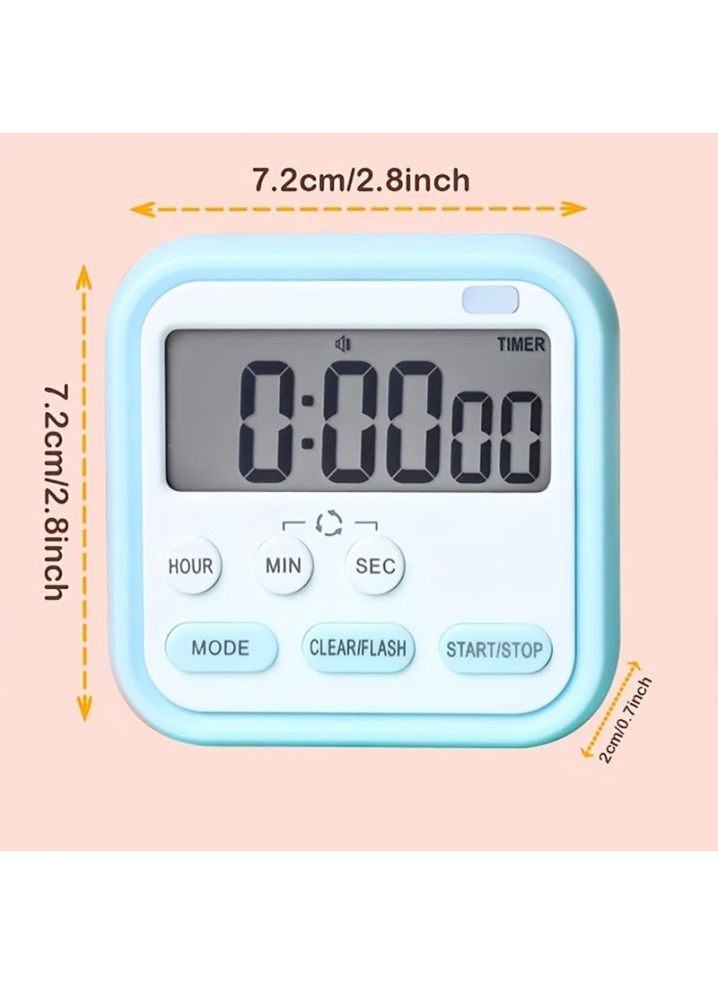 P Plus Fire - P Plus Fire 24 Hours Digital Kitchen Timer Upgraded 12 Hour Display Clock Big Digits Loud Alarm Magnetic Backing Stand Countup Count Down for Cooking Baking Classroom Blue Pack of 1 - Image 1