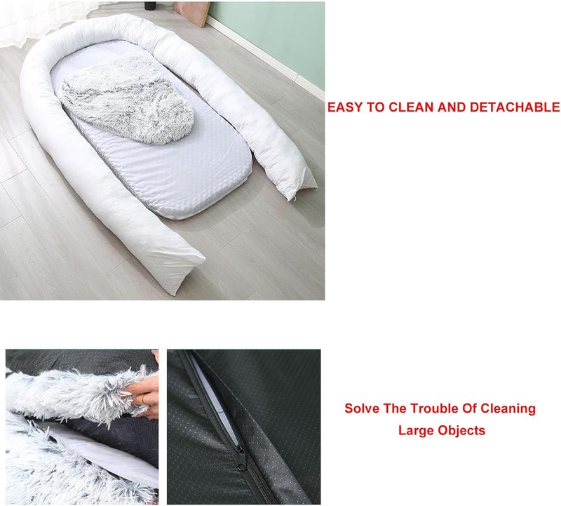 Human Dog Couch Beds for Adults,Long Human Size Dog Bed,Removable Cover,Washable,Waterproof,Orthopedic Design (Pink 190x115x35CM) (Gray Gradient 180x105x32CM) - Image 4