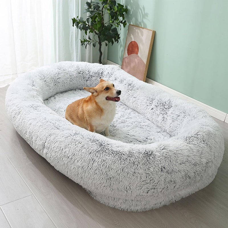 Human Dog Couch Beds for Adults,Long Human Size Dog Bed,Removable Cover,Washable,Waterproof,Orthopedic Design (Pink 190x115x35CM) (Gray Gradient 180x105x32CM) - Image 1
