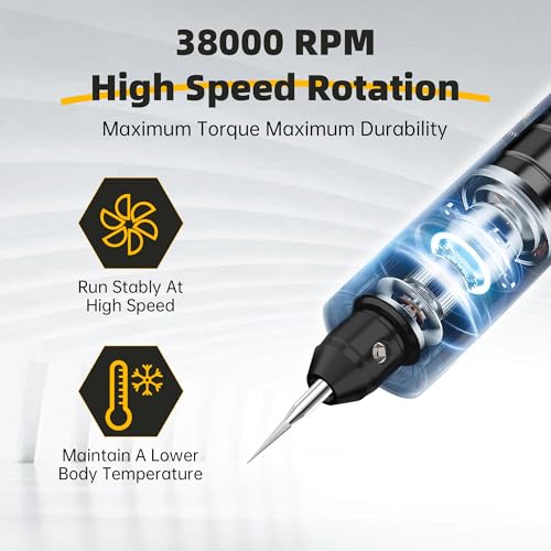 HARDELL Engraving Pen 6 Speed Rechargeable Engraver Pen for Artists DIYers Electric Engraving Tool with 41 Accessories Engrave 60 Surfaces Engraving Pen for Metal Wood Glass and Plastic - Image 3