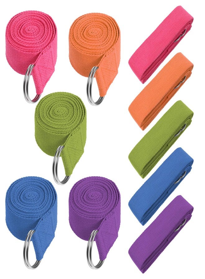 JOUTYFOR 10 Pcs Yoga Strap for Stretching Bulk 8 Ft Cotton Polyester Stretch Band with Metal D Ring Adjustable Non Elastic Yoga Stretching Strap Bulk for Pilates Dance Gym Workout Physical Therapy (Multicolor) - Image 1