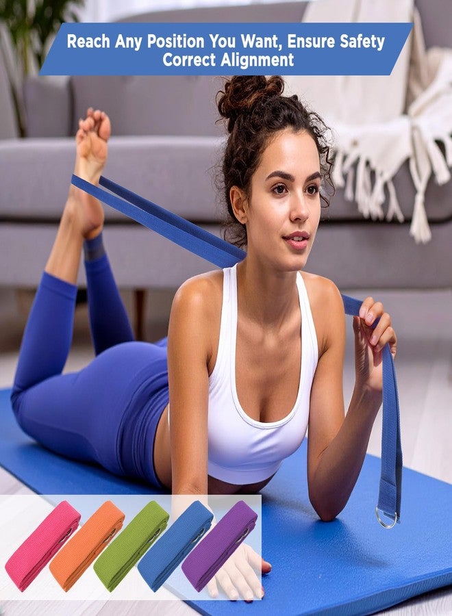 JOUTYFOR 10 Pcs Yoga Strap for Stretching Bulk 8 Ft Cotton Polyester Stretch Band with Metal D Ring Adjustable Non Elastic Yoga Stretching Strap Bulk for Pilates Dance Gym Workout Physical Therapy (Multicolor) - Image 5