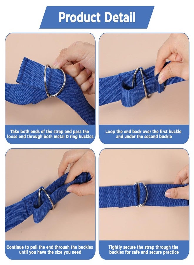 JOUTYFOR 10 Pcs Yoga Strap for Stretching Bulk 8 Ft Cotton Polyester Stretch Band with Metal D Ring Adjustable Non Elastic Yoga Stretching Strap Bulk for Pilates Dance Gym Workout Physical Therapy (Multicolor) - Image 4