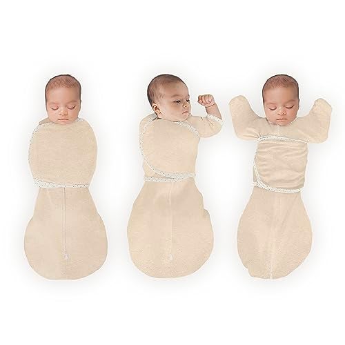 SwaddleDesigns 6Way Omni Swaddle Sack Arms Up Swaddle for Newborn More Options to Calm Startle Reflex Improves Sleep Easy Transition Baby Sleep Sack Small 03 Mo 614 lbs Heathered Oatmeal - Image 1