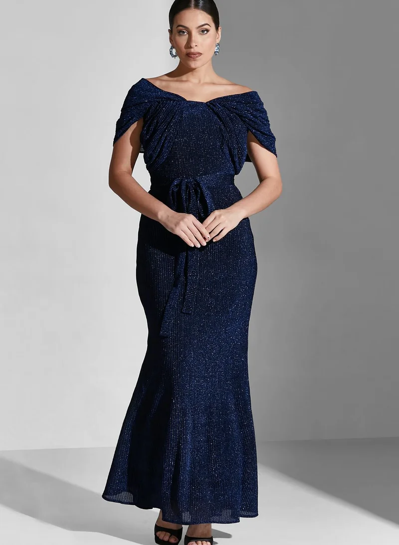 Namshi x Lama Off Shoulder Shimmer Dress