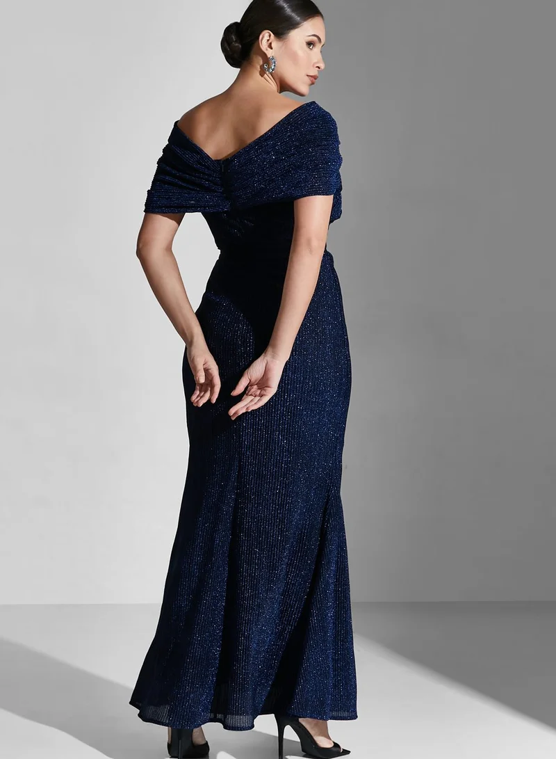 Namshi x Lama Off Shoulder Shimmer Dress
