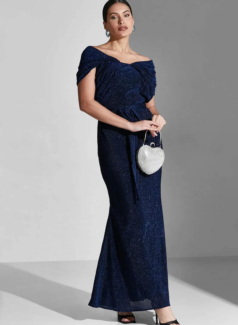 Namshi x Lama Off Shoulder Shimmer Dress