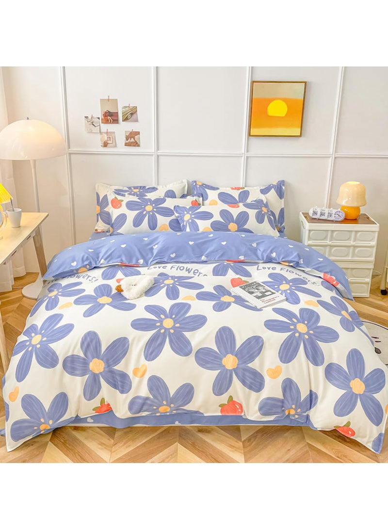 Sharpdo 4-Pieces Bed Sheet Set Polyester Soft Quilt Cover With 1Quilt Cover 150*200cm 1 Flat Sheet and 2 Pillowcases - Image 1