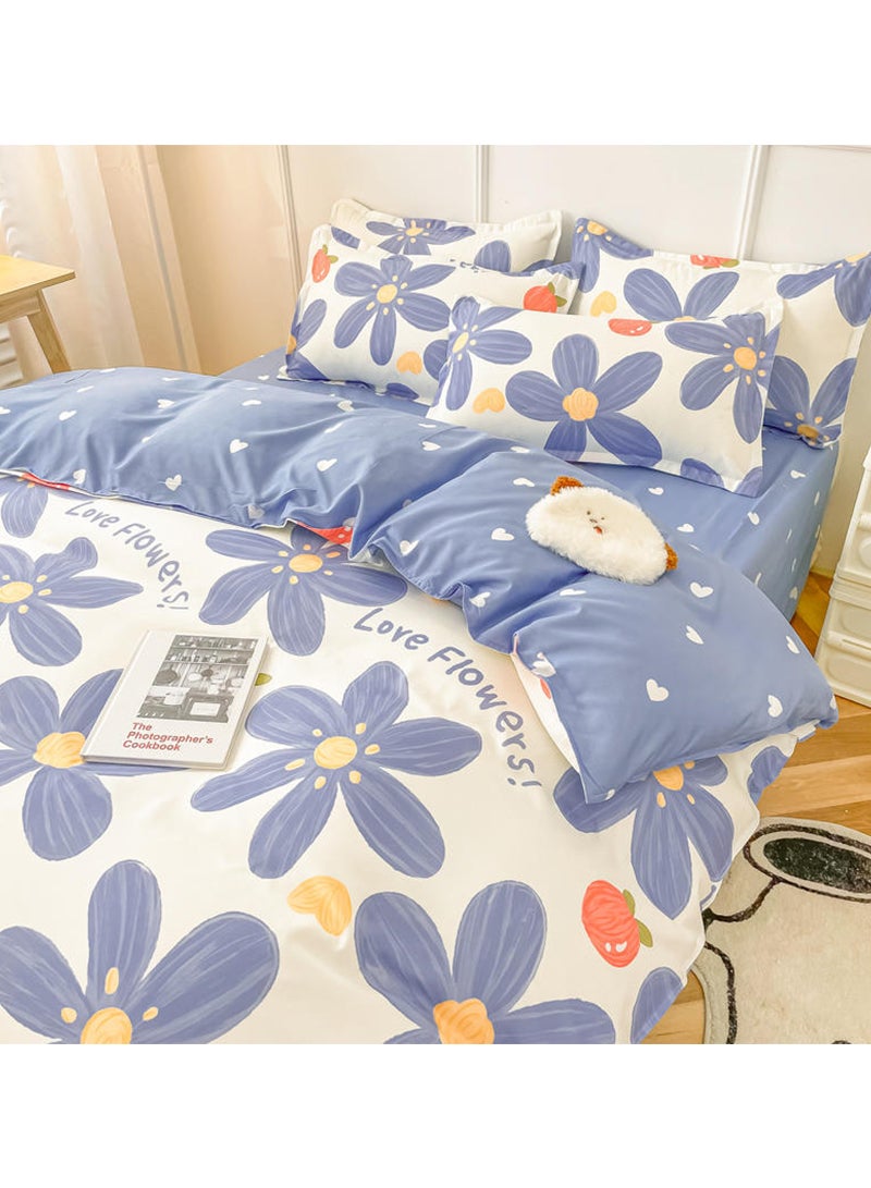 Sharpdo 4-Pieces Bed Sheet Set Polyester Soft Quilt Cover With 1Quilt Cover 150*200cm 1 Flat Sheet and 2 Pillowcases - Image 4