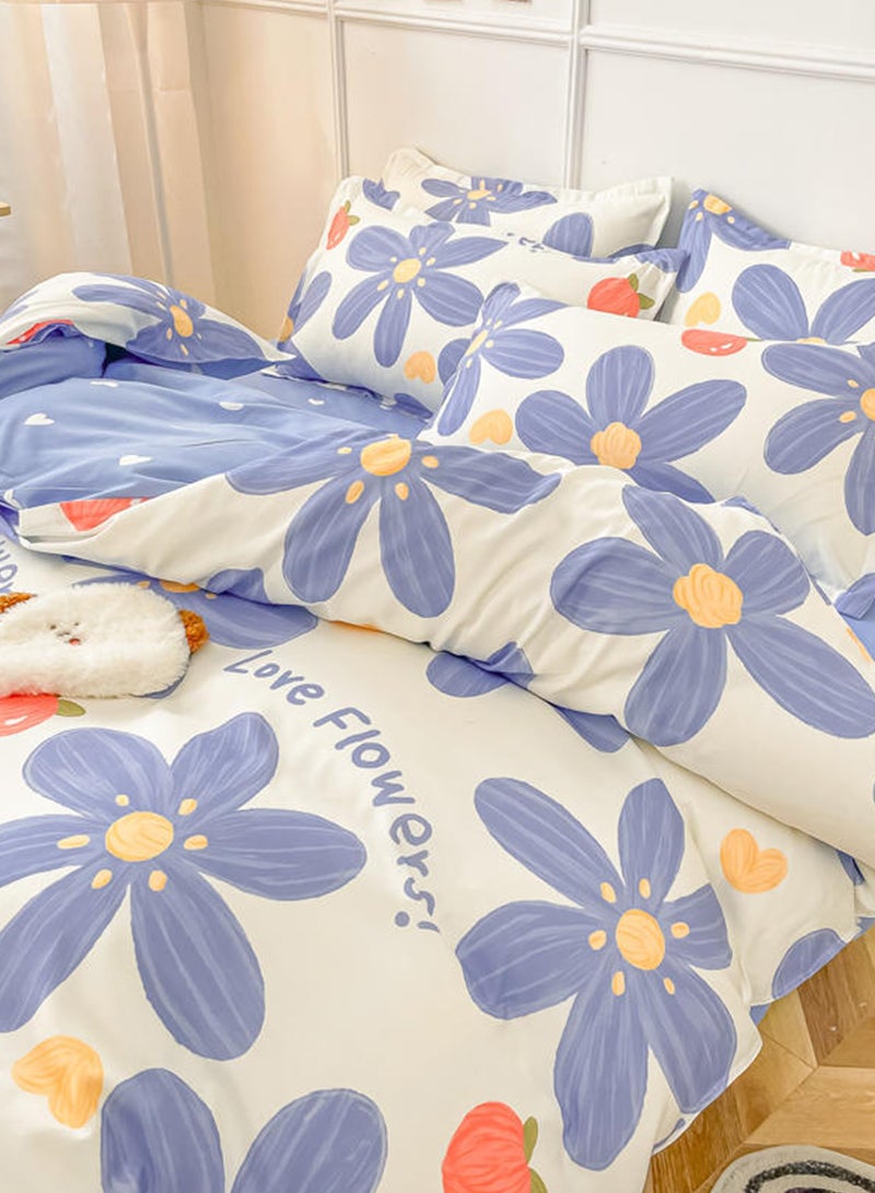 Sharpdo 4-Pieces Bed Sheet Set Polyester Soft Quilt Cover With 1Quilt Cover 150*200cm 1 Flat Sheet and 2 Pillowcases - Image 2