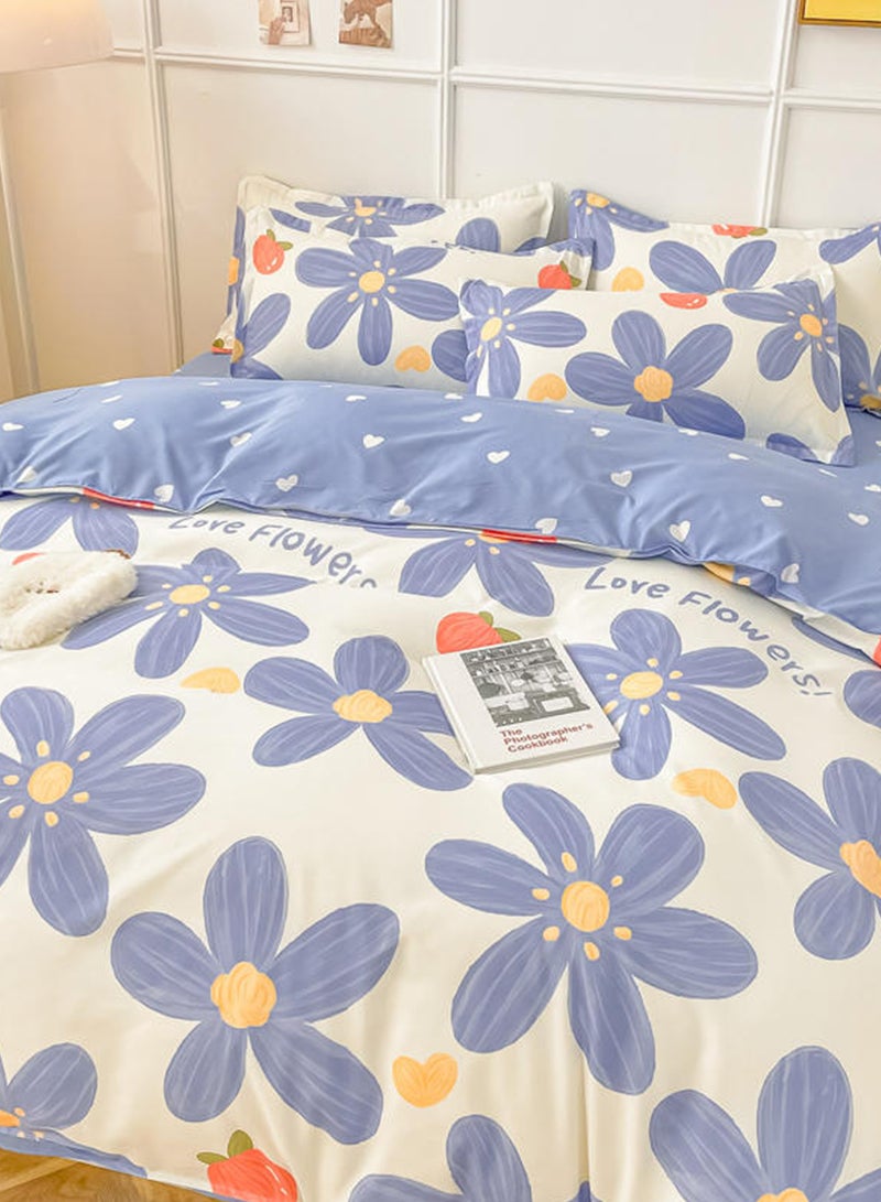 Sharpdo 4-Pieces Bed Sheet Set Polyester Soft Quilt Cover With 1Quilt Cover 150*200cm 1 Flat Sheet and 2 Pillowcases - Image 3