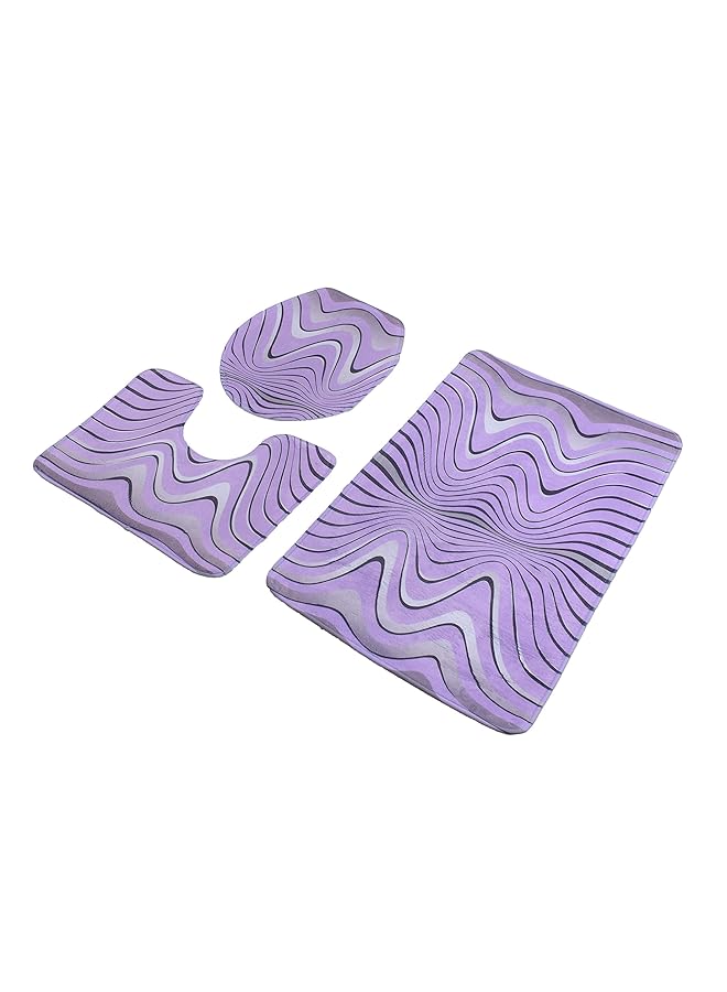 هوم كونسيبت 3 مجموعات من سجادة حمام مضادة للانزلاق + غطاء مرحاض + سجادة حمام متعددة الألوان - Image 3