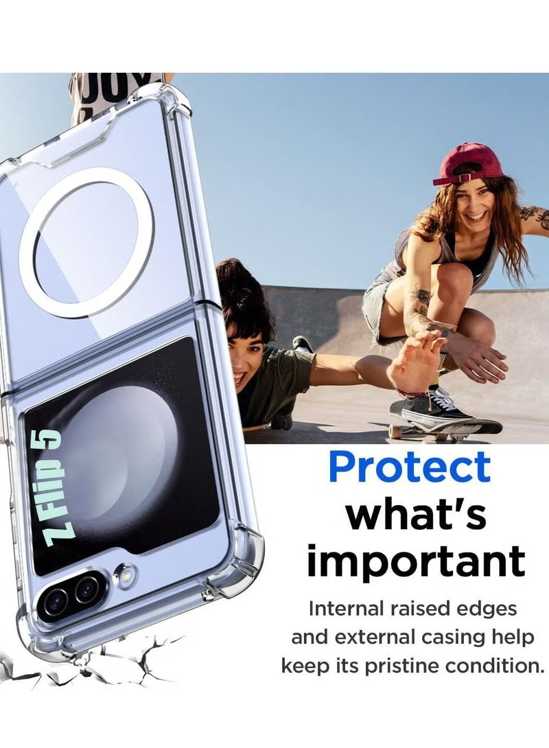 ELTRAZONE Samsung Galaxy Z Flip 6 MagSafe Case – Transparent Shockproof Protection, Yellowing Resistant, Magnetic Phone Case, Compatible with MagSafe for Galaxy Z Flip 6 5G – Yellow, Stylish and Durable Design - Image 4