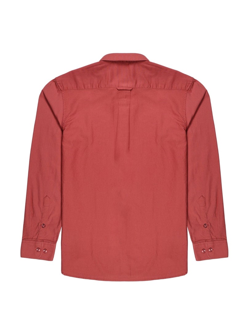 U.S. ELK Men's Button Down Shirt | Casual Slim Fit Shirt | Long Sleeve Oxford Shirts For Men | Smart Fit Cuff- Coral Red - Image 5