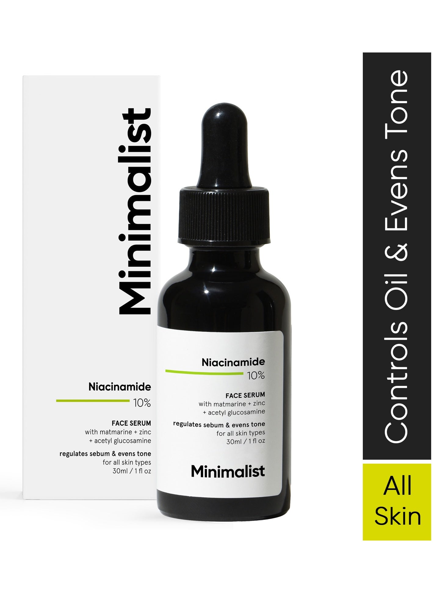 MINIMALIST Niacinamide 10% for Blemishes, Acne Marks & Oil Balancing with Zinc | Regulates Sebum & Evens Tone 