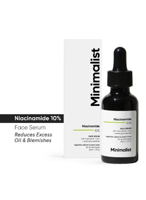 10% Niacinamide Face Serum with Zinc for Acne Marks, Blemishes, Pore Minimizing & Oil Control | Skin Clarifying Anti Acne Serum for Oily & Acne Prone Skin| Non-Sticky Matte Finish |30 ml