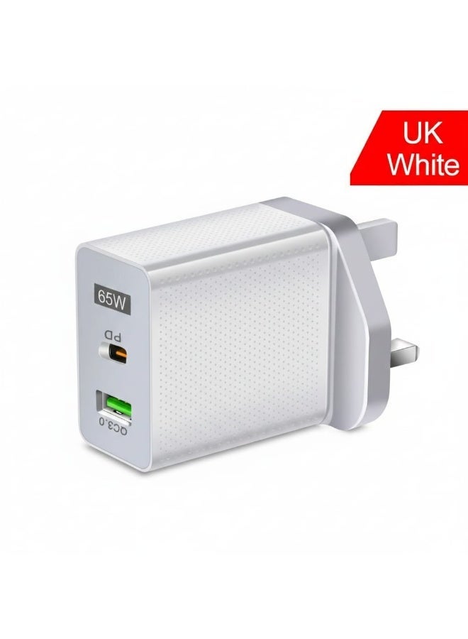 FIRST PRO 65W GaN USB C Charger Dual Port Type C and USB A Fast Charging Wall Adapter, Compact PD Power Adapter for Tablets and Phones - Image 1
