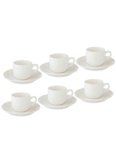 Elegant A set of Turkish coffee cups, 6 cups and 6 saucers, made of bright white porcelain  - Image 2