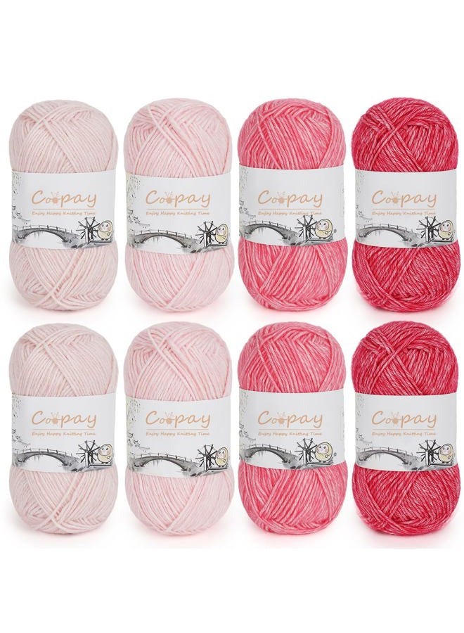 Coopay Cotton Yarn for Crocheting and Knitting - 10 Pack of 50g/1.76oz – 78% Cotton, 22% Acrylic - Beginners Friendly - Pink Cotton Blend Yarn for Dolls, Scarives, Granny Squares & Baby Project - Image 1