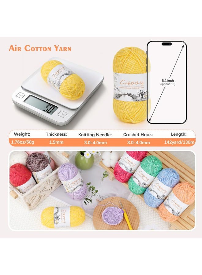 Coopay Cotton Yarn for Crocheting and Knitting - 10 Pack of 50g/1.76oz – 78% Cotton, 22% Acrylic - Beginners Friendly - Pink Cotton Blend Yarn for Dolls, Scarives, Granny Squares & Baby Project - Image 2