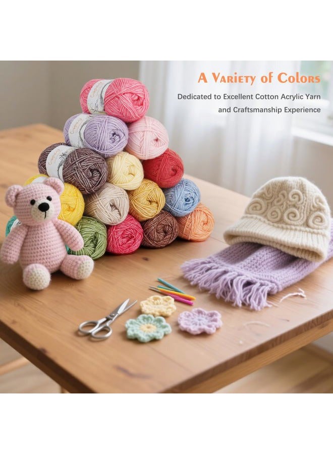 Coopay Cotton Yarn for Crocheting and Knitting - 10 Pack of 50g/1.76oz – 78% Cotton, 22% Acrylic - Beginners Friendly - Pink Cotton Blend Yarn for Dolls, Scarives, Granny Squares & Baby Project - Image 5