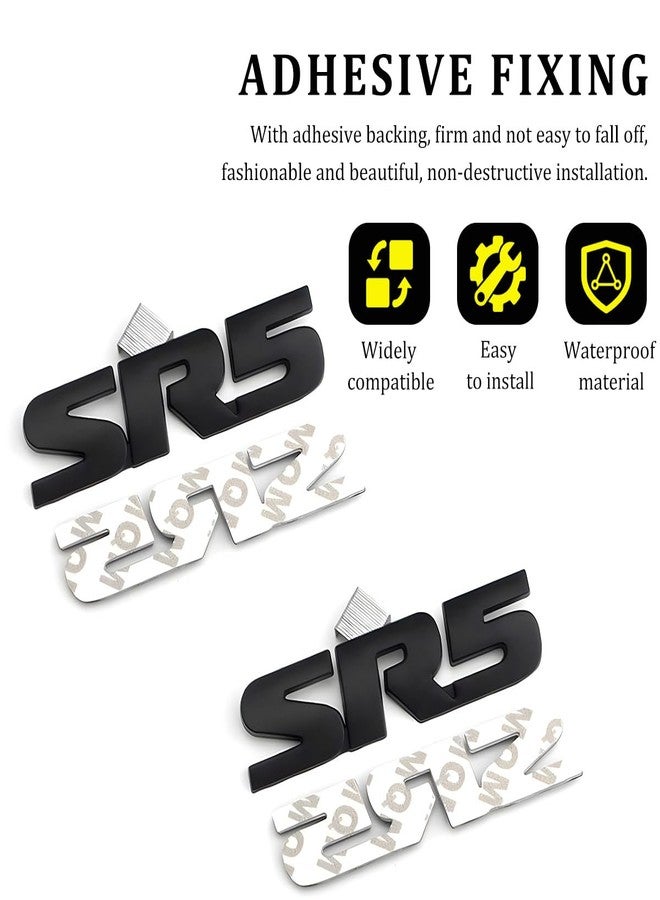 Wevdn 2PCS SR5 Metal Emblem, Premium 3D Classic SR5 Nameplate Logo Engine Badge Sticker, Universal SR5 Letters Metal Decal for Vehicle Side Fender Trunk Tailgate, Car Accessories (Black) - Image 3