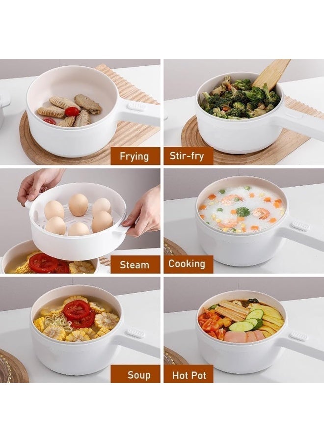 Denx DINX 2L Mini Electric Cooker with Steamer and Temperature Control, Shabu Pan, Electric Fryer, for Noodles, Eggs, Steak, Oatmeal, and Soup, DX1769 - Image 2