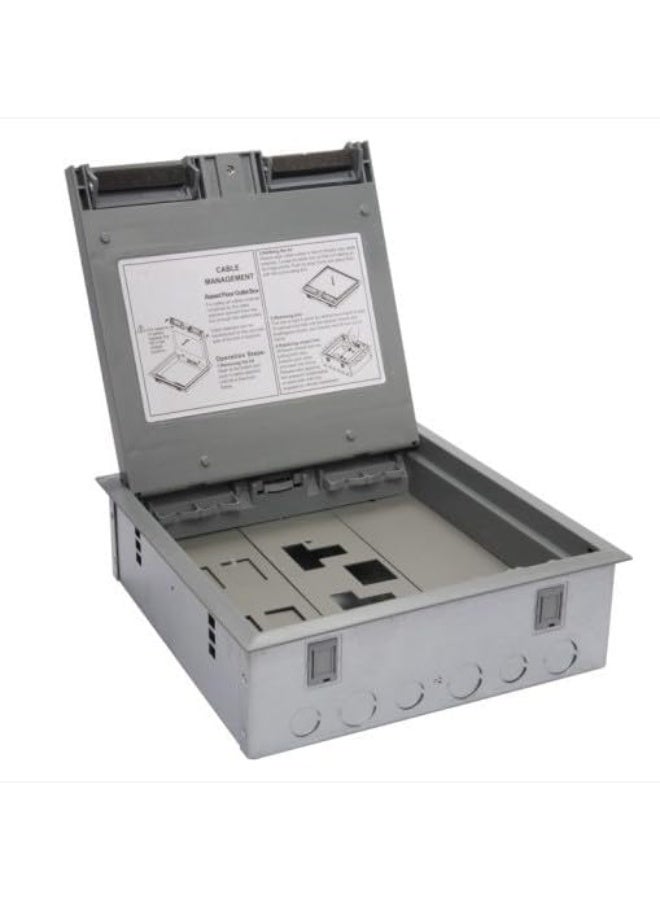 NOVEX Underground Cable Management Empty Floor Box – 3 Compartment Recessed Floor Distribution Box for Power & Network Connectivity | NVFDB/3 - Image 1
