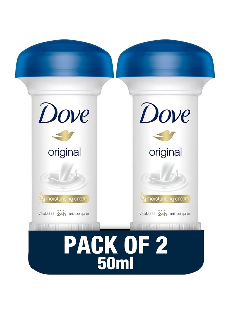 دوف مزيل العرق دوف الأصلي للنساء، 50 مل (عبوة من قطعتين) - Image 1