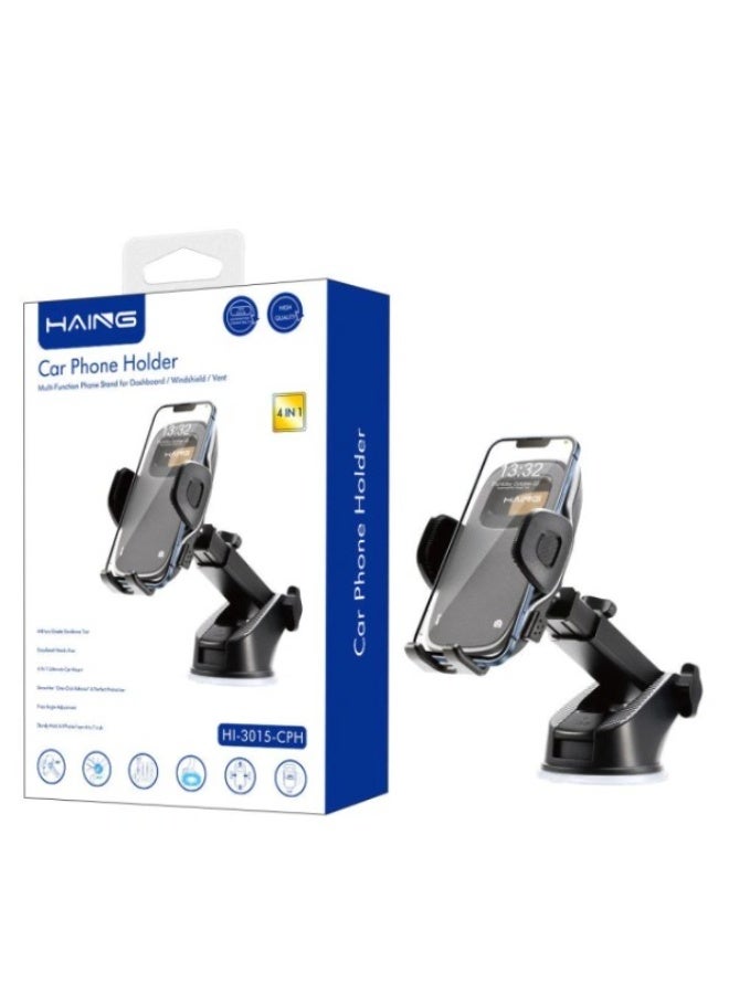 Haing 4 IN 1 Car Phone Holder Multi-Function Phone Stand for Dashboard / Windshield / Vent - Image 1