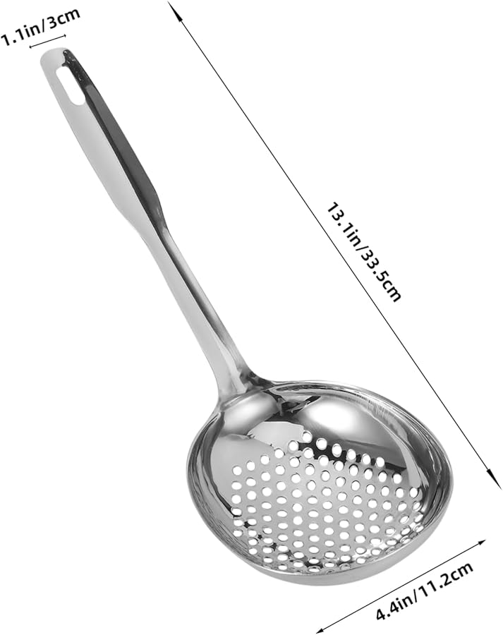 Unomor Slotted Spoon Kitchen Colander Fryer Scoop Stainless Steel Easy to Clean - Image 3