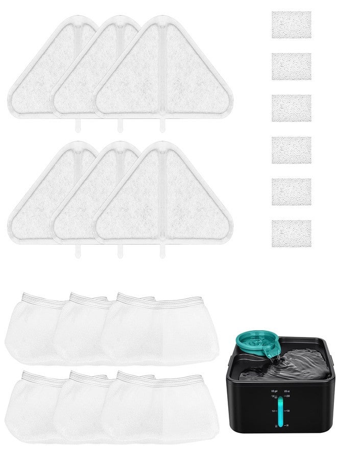 XIHIRCD 6 Packs Pet Water Fountain Filters for Kastty 230oz Water Fountain, Triangular Dog Fountain Filter Replacement Foam for 5 Layers Filtration System, Including Filter, Sponges, Mesh Bags - Image 1