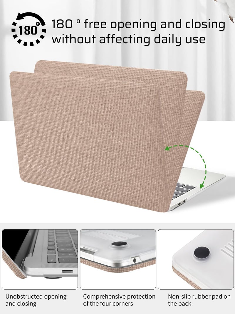 Seorsok Compatible with New MacBook Air 13.6 inch Case M4 M3 M2 2025 2024-2022 Release A3240 A2681 A3113,Elegant Leather Plastic Hard Shell Case with Transparent Keyboard Cover,Brown No Logo Cutout - Image 5