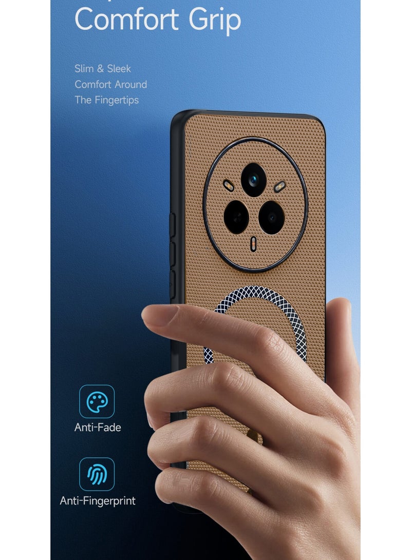 Wtech Realme 14 Pro / Realme 14 Pro Plus 5G 2025 Support Wireless Charging Magnetic Cover Texture PU Leather  Phone Case Cover  (MCMPMN) - Brown - Image 2