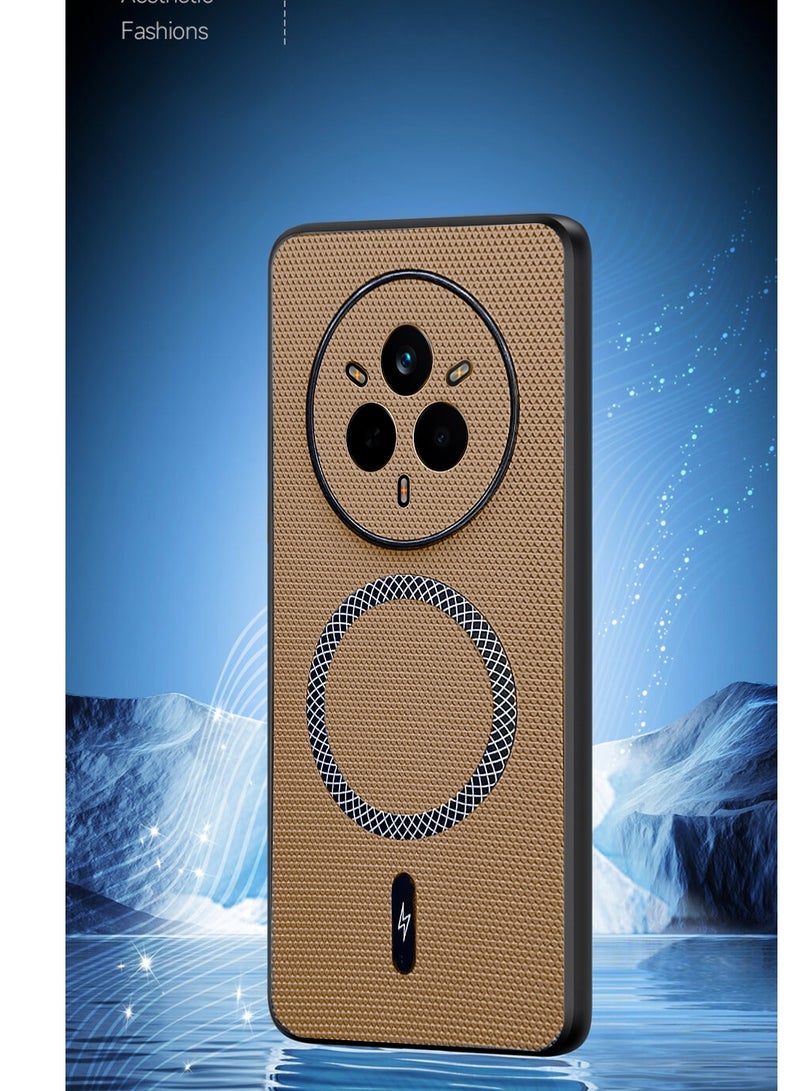 Wtech Realme 14 Pro / Realme 14 Pro Plus 5G 2025 Support Wireless Charging Magnetic Cover Texture PU Leather  Phone Case Cover  (MCMPMN) - Brown - Image 4