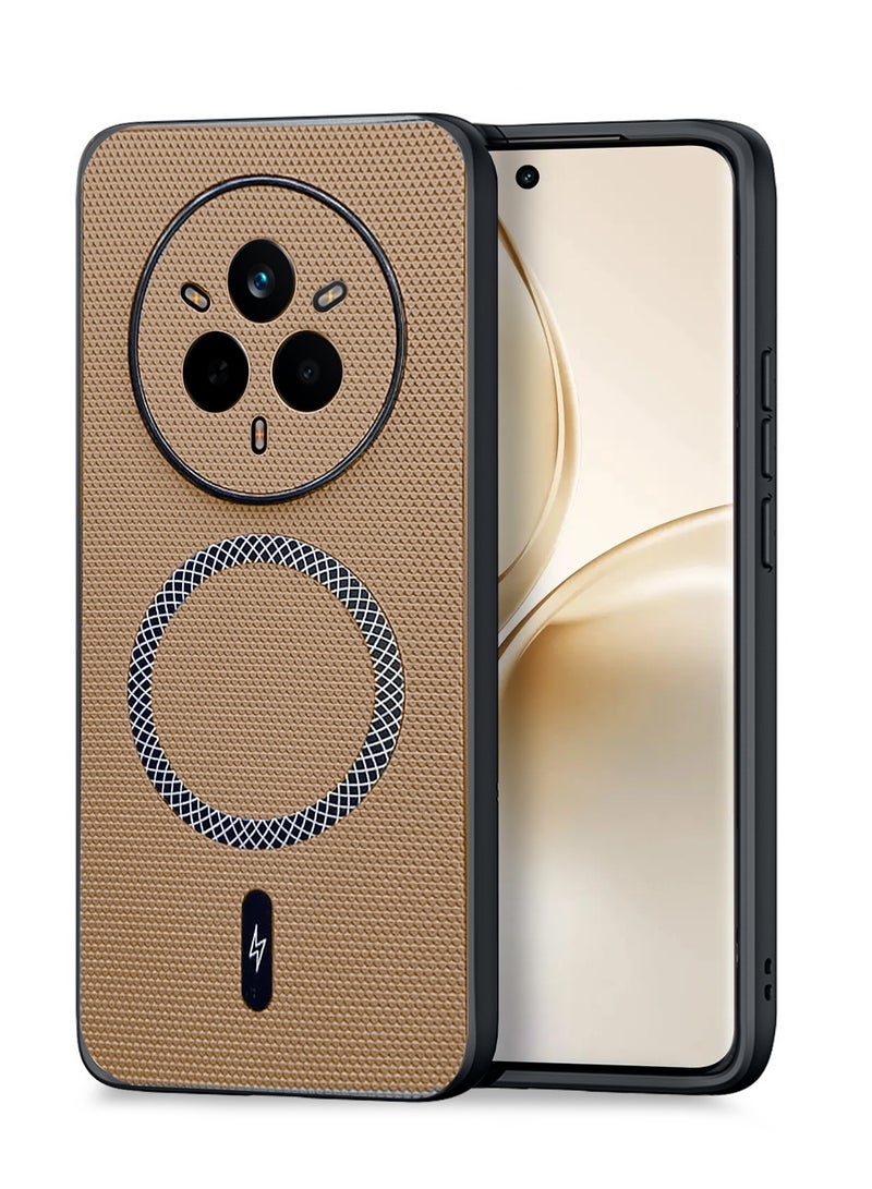 Wtech Realme 14 Pro / Realme 14 Pro Plus 5G 2025 Support Wireless Charging Magnetic Cover Texture PU Leather  Phone Case Cover  (MCMPMN) - Brown - Image 1