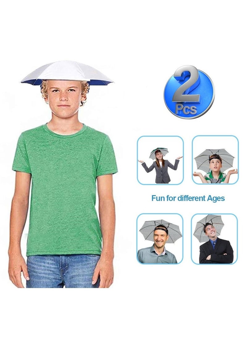 Generic - Two Pcs Foldable Nylon Fabric Head Umbrella Hat Fishing Camping Headwear For Outdoor Activities And Sunlight UV Protection Hands Free Elastic Waterproof Folding Headband Cap - Image 1