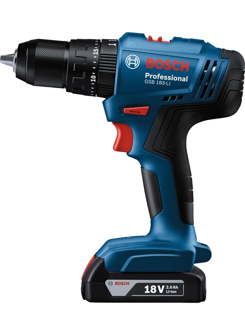 BOSCH GSB 183 LI Professional Cordless Impact drill/driver with 2 batteries 18V 2A 56 Nm 06019K91K0 - Image 2