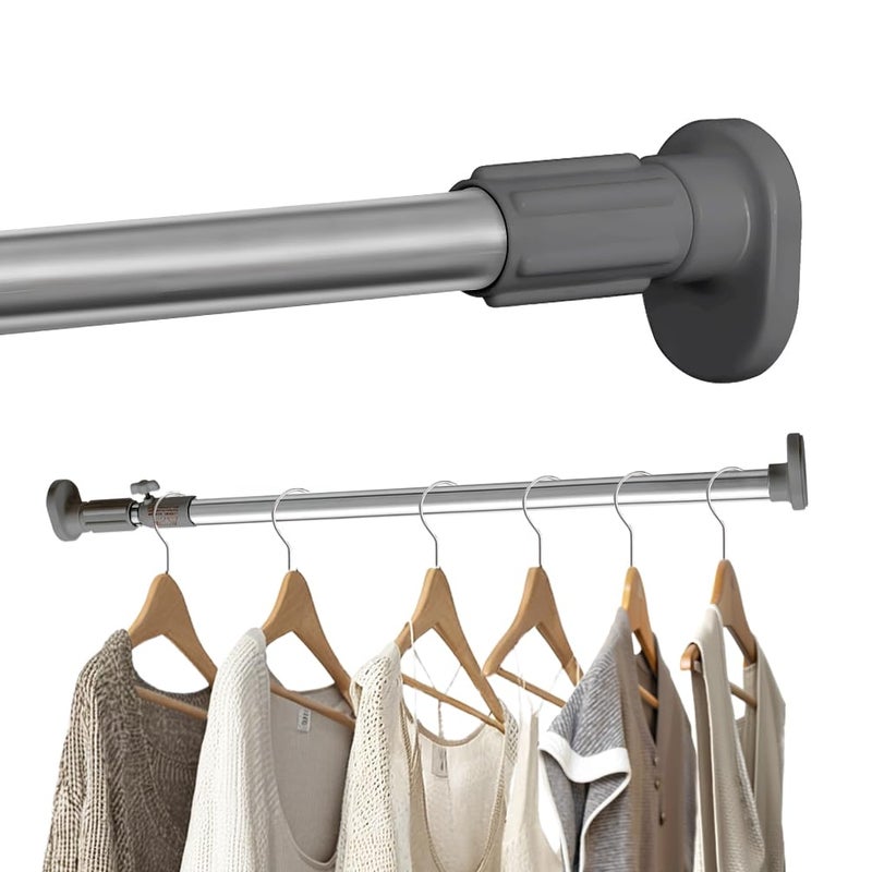 Hershii Hershii Expandable Window Shower Curtain Tension Rod Oval Head Clothes Hanging Bar Rail for Closet Wardrobe No Drilling 254mm Pipe Diameter