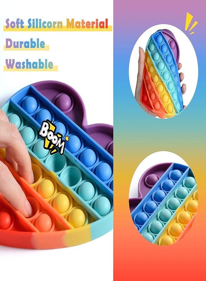 VikriDA Silicone Pops Bubble Sensory Fidget Toy Funny Desktop Game Soft Squeeze Toy (Heart pop it) - Image 5