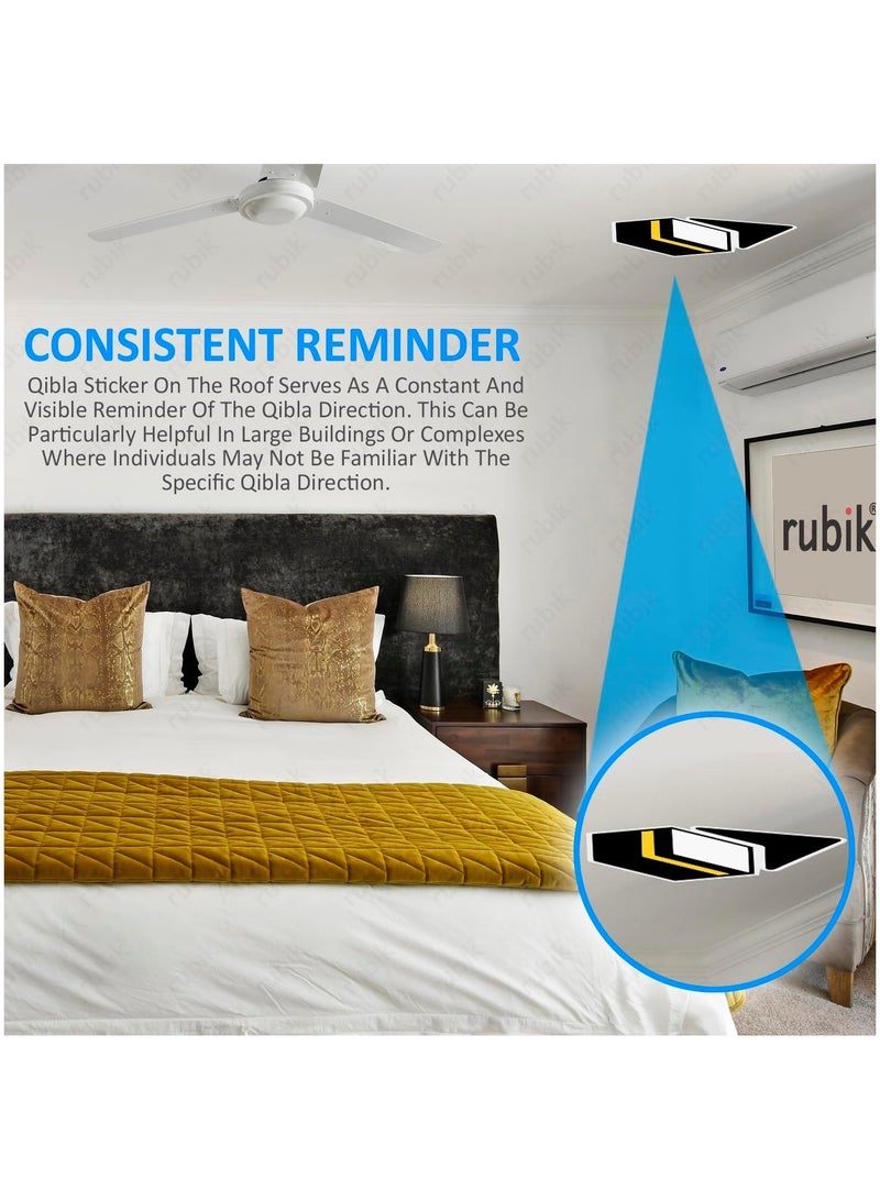 Rubik Qibla Direction Sign for Praying, 9pcs Self Adhesive Vinyl Decal Sticker for Muslim Kaaba (Size, 20x11.5cm) - Image 5