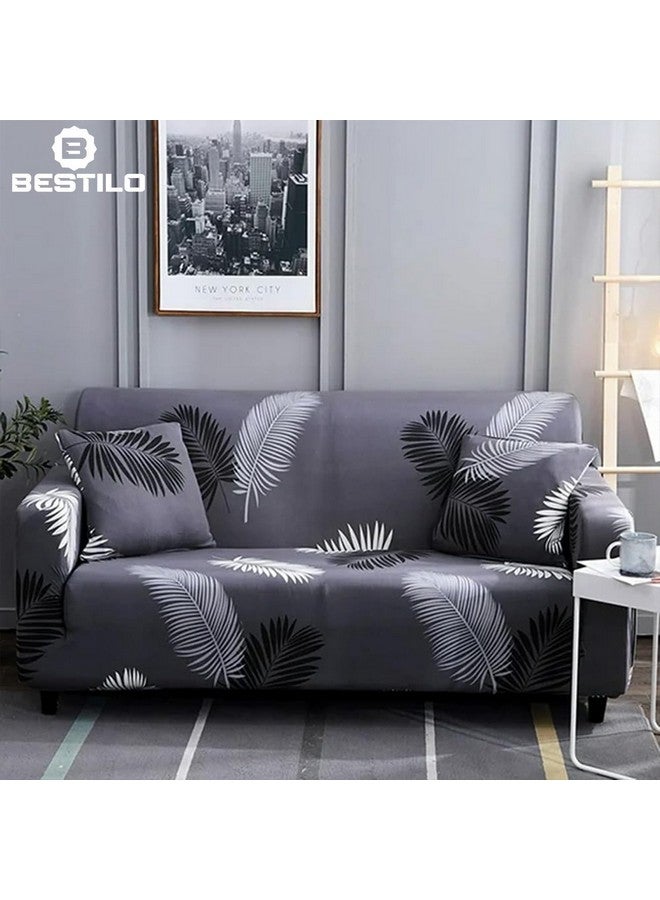 B BESTILO Sofa Cover 3 Seater and 2 Seater Fully Covered Universal 5 Seater Sofa Cover Non-Slip Sticky Elastic Stretchable Sofa Set Slipcover Protector for (Grey Fern, Five Seater (3+1+1)) - Image 4
