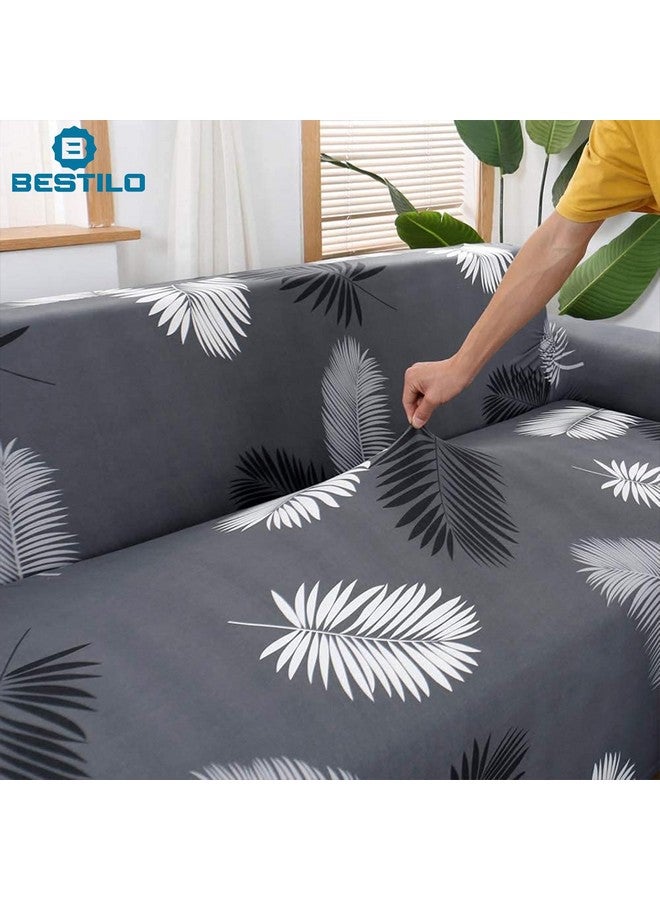 B BESTILO Sofa Cover 3 Seater and 2 Seater Fully Covered Universal 5 Seater Sofa Cover Non-Slip Sticky Elastic Stretchable Sofa Set Slipcover Protector for (Grey Fern, Five Seater (3+1+1)) - Image 3