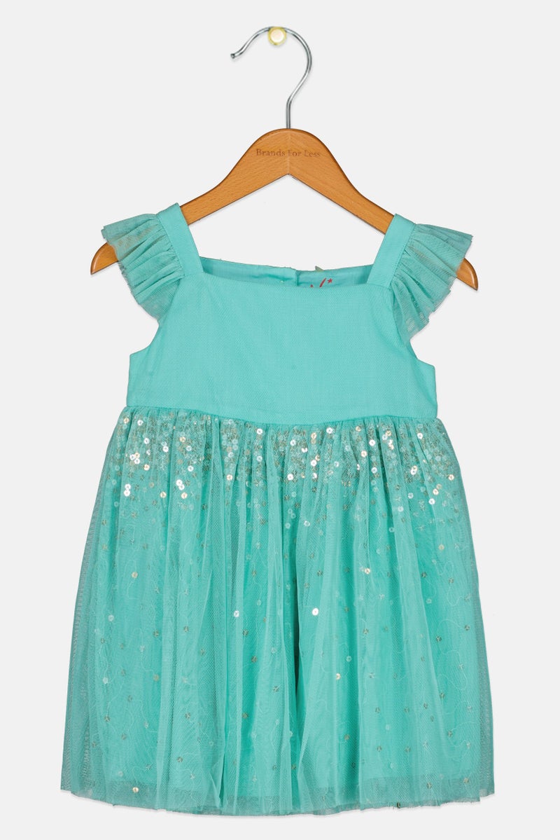 Hamleys فستان مزخرف مع كشكش للفتيات الصغيرات، أخضر - Image 1