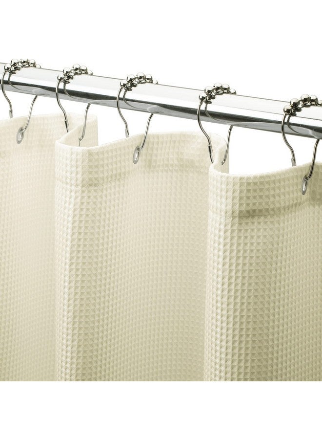 AmazerBath Waffle Shower Curtain, Heavy Duty Fabric Shower Curtain with Waffle Weave Hotel Quality Bathroom Curtains, 72 x 72 Inches (Cream Yellow) - Image 1