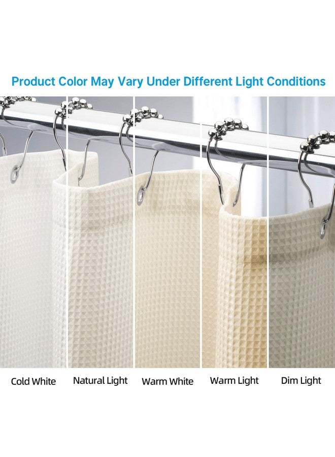 AmazerBath Waffle Shower Curtain, Heavy Duty Fabric Shower Curtain with Waffle Weave Hotel Quality Bathroom Curtains, 72 x 72 Inches (Cream Yellow) - Image 4